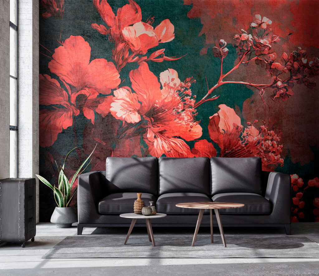 Vibrant blossoms amid dark foliage Vibrant blossoms amid dark foliage