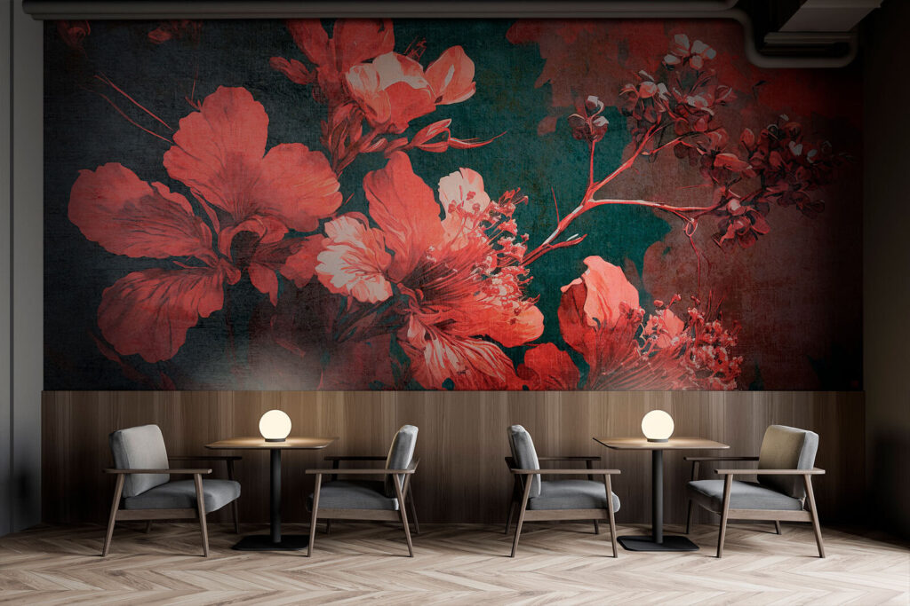 Vibrant blossoms amid dark foliage Vibrant blossoms amid dark foliage