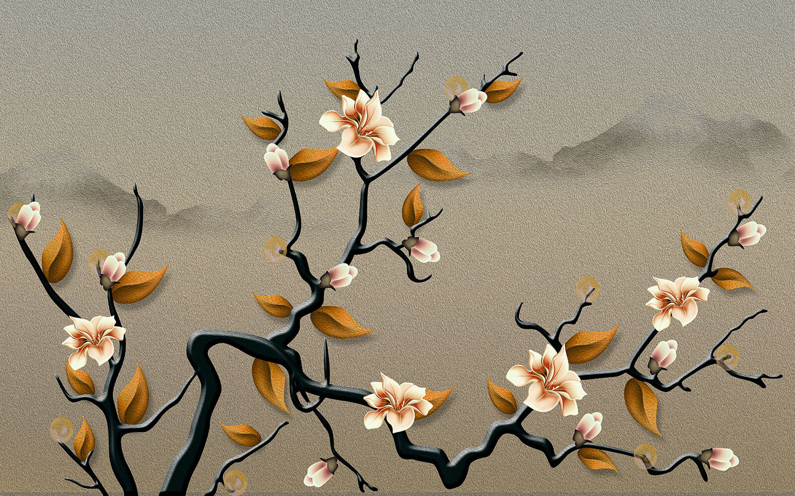 Een boomtak met bloemen en bladeren u74803p - Een boomtak met bloemen en bladeren - tegory