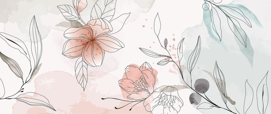 Tekening van bloemen en bladeren Tekening van bloemen en bladeren