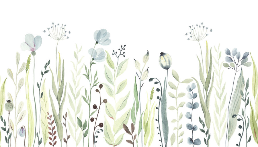 Aquarel van bloemen en bladeren Aquarel van bloemen en bladeren