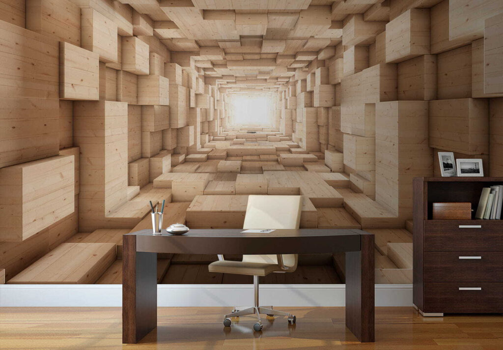 Tunnel of wood blocks