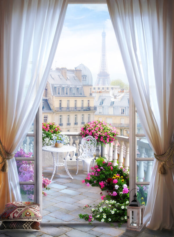 Balkon met uitzicht op de eiffeltoren Balkon met uitzicht op de eiffeltoren