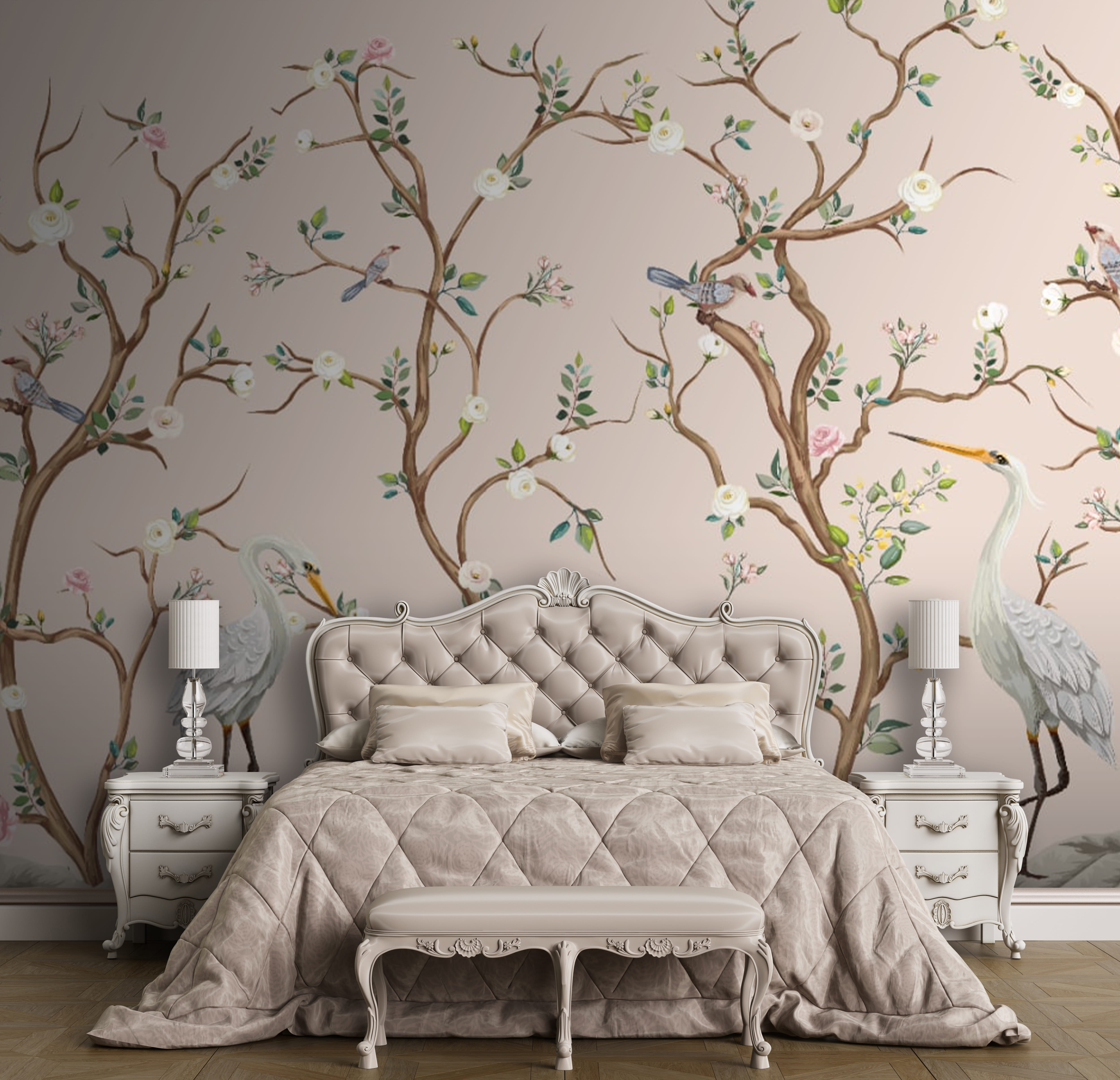 Behang met vogels en bloemen u79607pib1m - Behang met vogels en bloemen - tegory