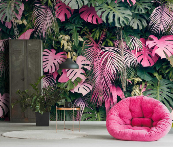Groep roze en groene bladeren Groep roze en groene bladeren