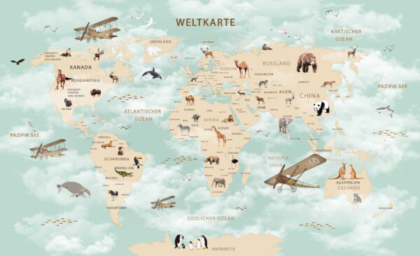 Wereldkaart met dieren Wereldkaart met dieren