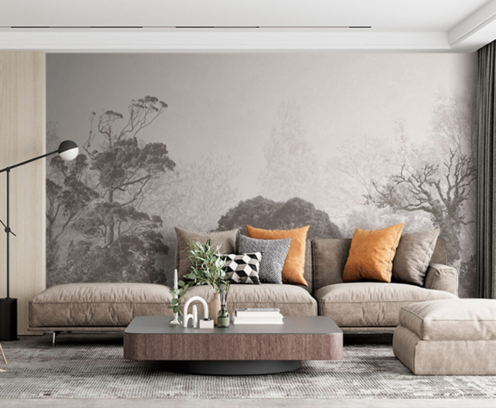 Group of trees in fog Group of trees in fog