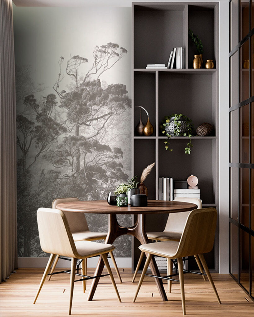 Group of trees in fog Group of trees in fog