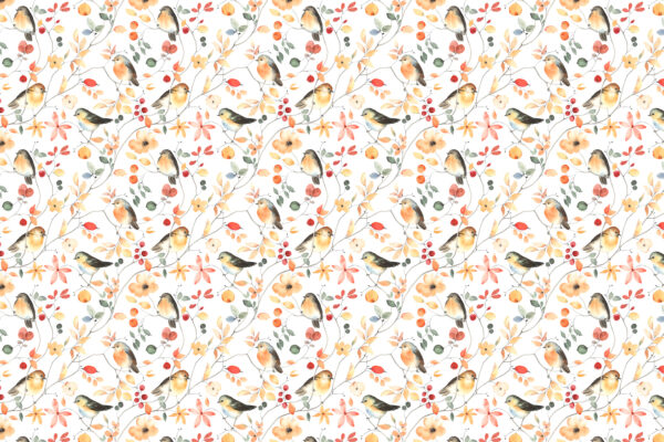 Een patroon van vogels en bloemen Een patroon van vogels en bloemen