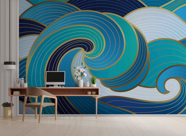 Een blauw met witte golven Een blauw met witte golven