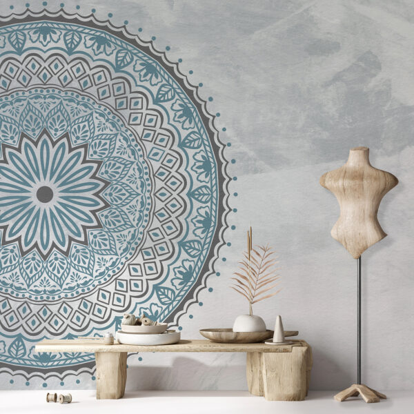 Een blauwe en grijze mandala Een blauwe en grijze mandala