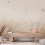 Fotobehang Een vogel in een grasveld