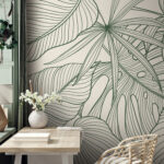 Fotobehang Elegant ontwerp met groen bladerpatroon