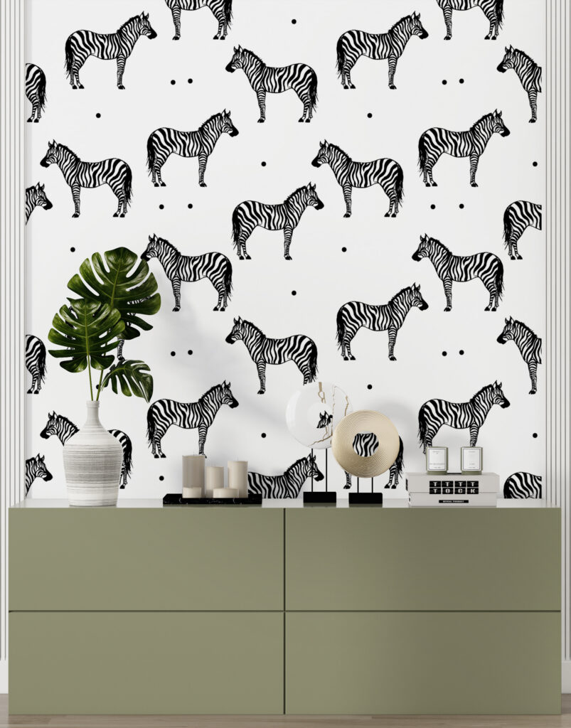 Een patroon van zebra's op een witte achtergrond u98193pih5 803x1024 - Een patroon van zebra's op een witte achtergrond