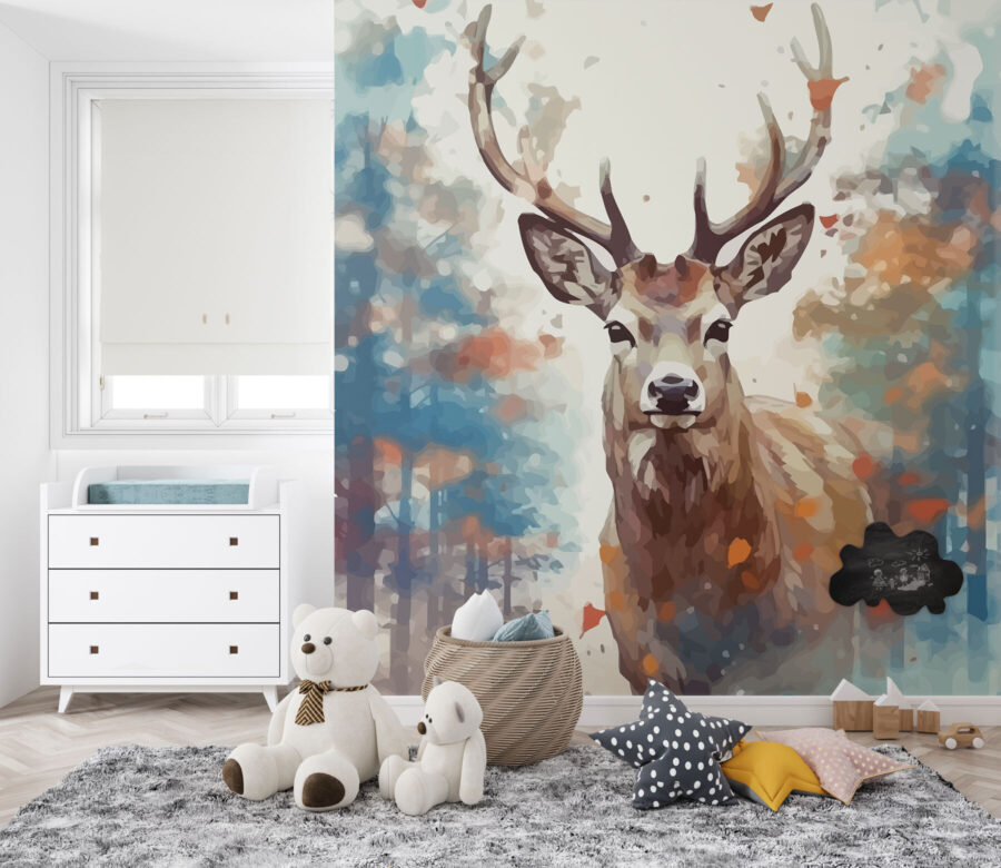 A painting of a deer with antlers A painting of a deer with antlers