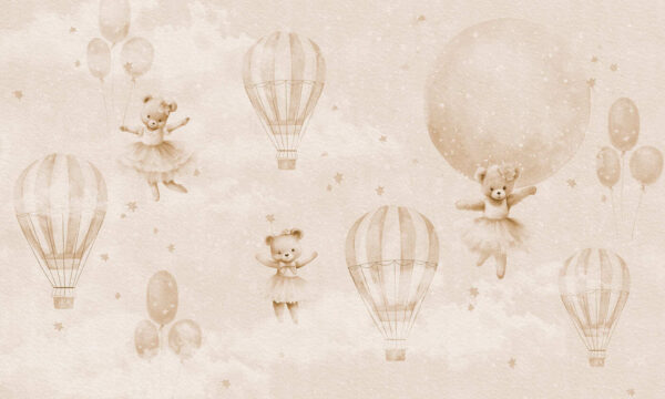 Een groep teddyberen en heteluchtballonnen Een groep teddyberen en heteluchtballonnen