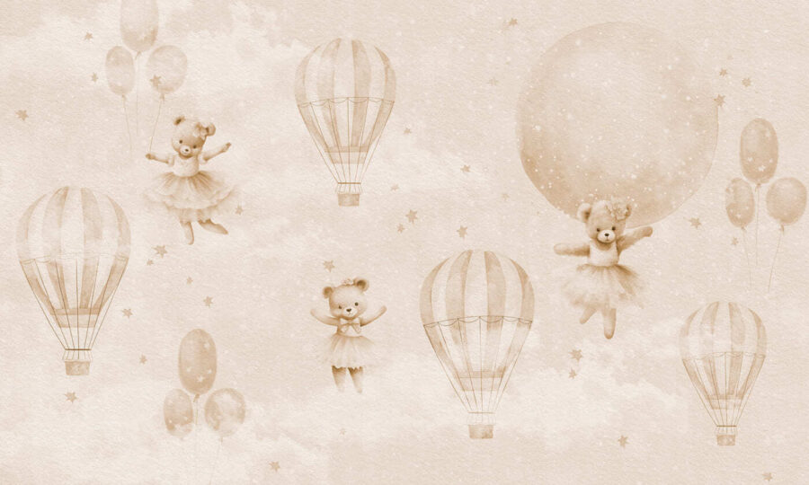 Een groep teddyberen en heteluchtballonnen Een groep teddyberen en heteluchtballonnen