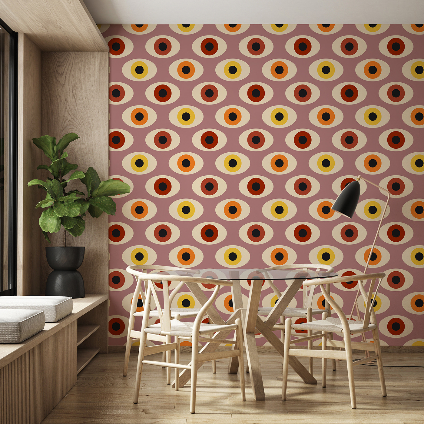 A pattern of colorful ovals