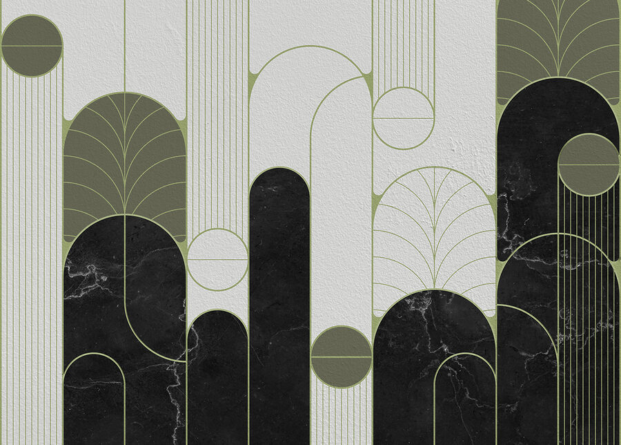 Een zwart-wit art deco-ontwerp