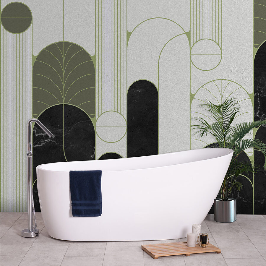 Een zwart-wit art deco-ontwerp