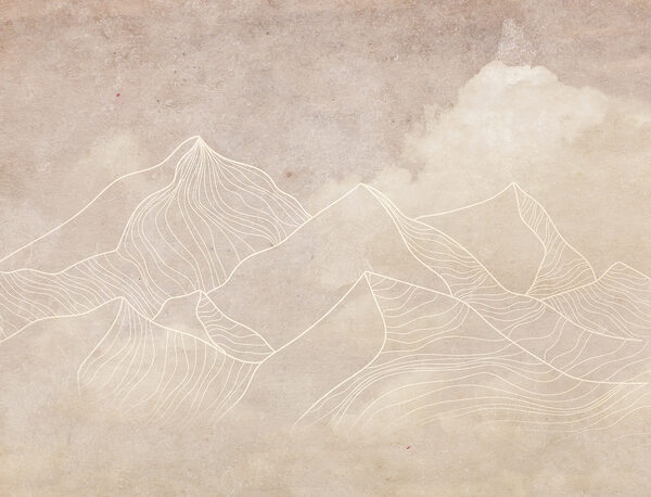 Een tekening van bergen en wolken Een tekening van bergen en wolken