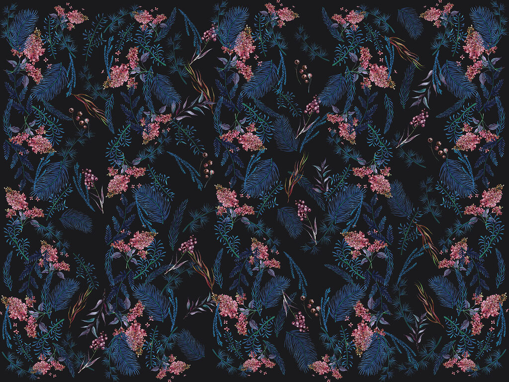 Een patroon van bloemen en bladeren Een patroon van bloemen en bladeren