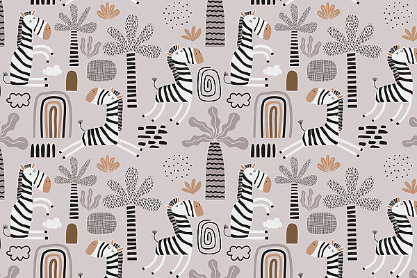 Een patroon van zebra's en bomen Een patroon van zebra's en bomen