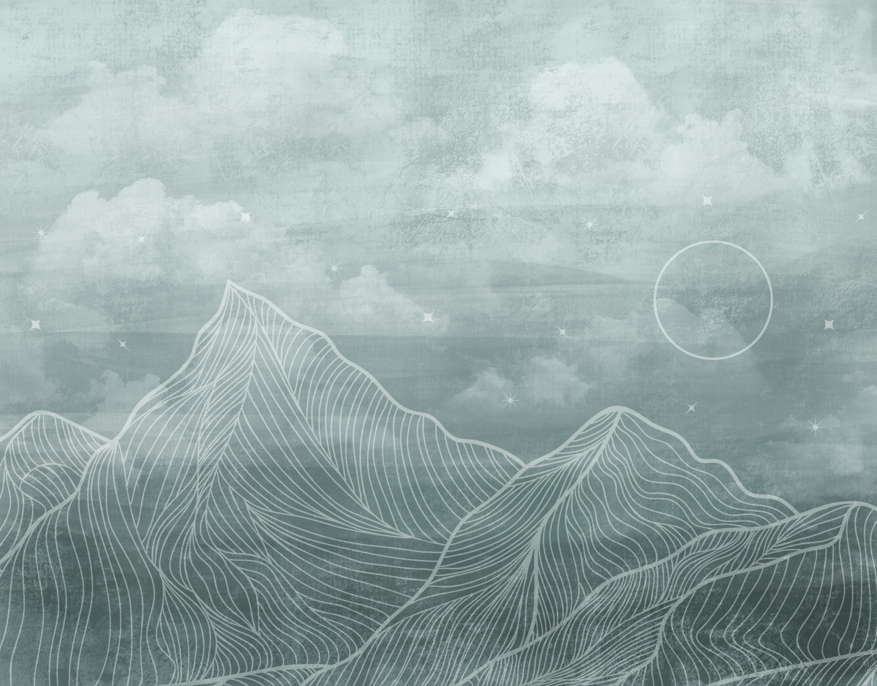 A mountain range with clouds and sun A mountain range with clouds and sun
