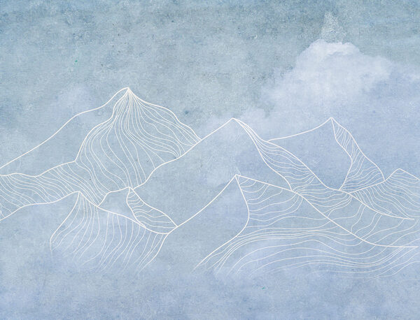 Een tekening van bergen met wolken Een tekening van bergen met wolken