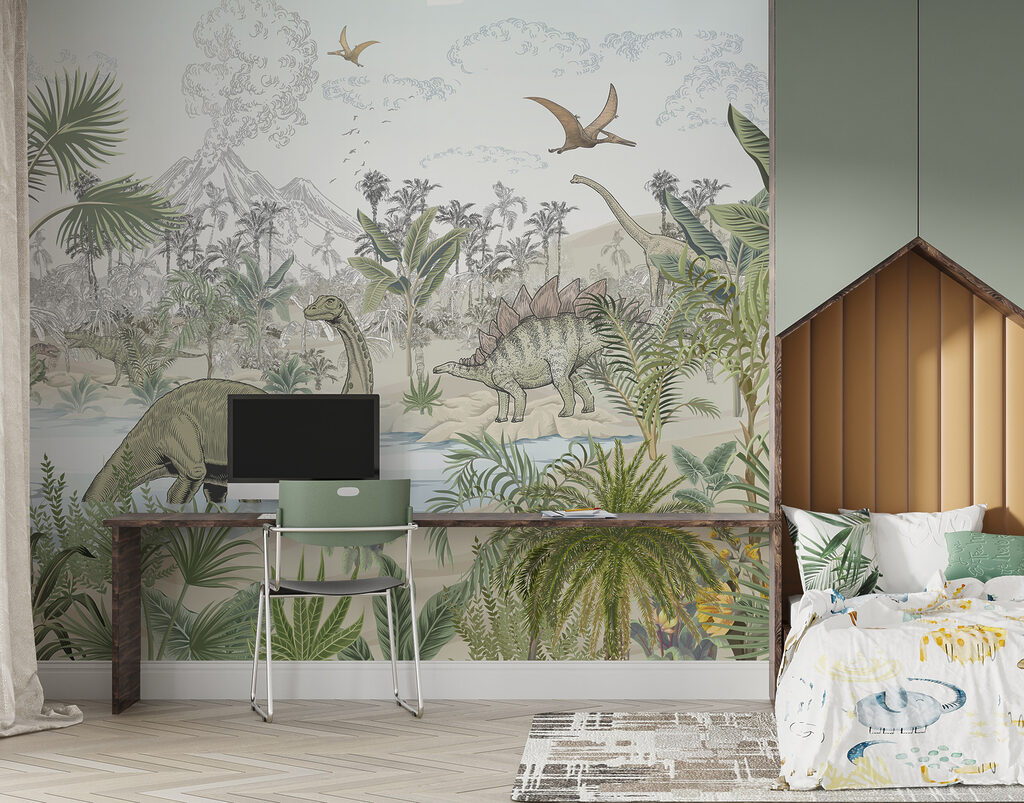 A group of dinosaurs in a river A group of dinosaurs in a river