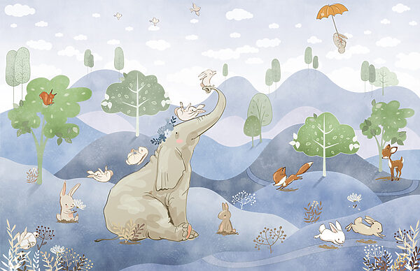 Een olifant en konijnen in een bos u98695v1p 600x388 - Een olifant en konijnen in een bos