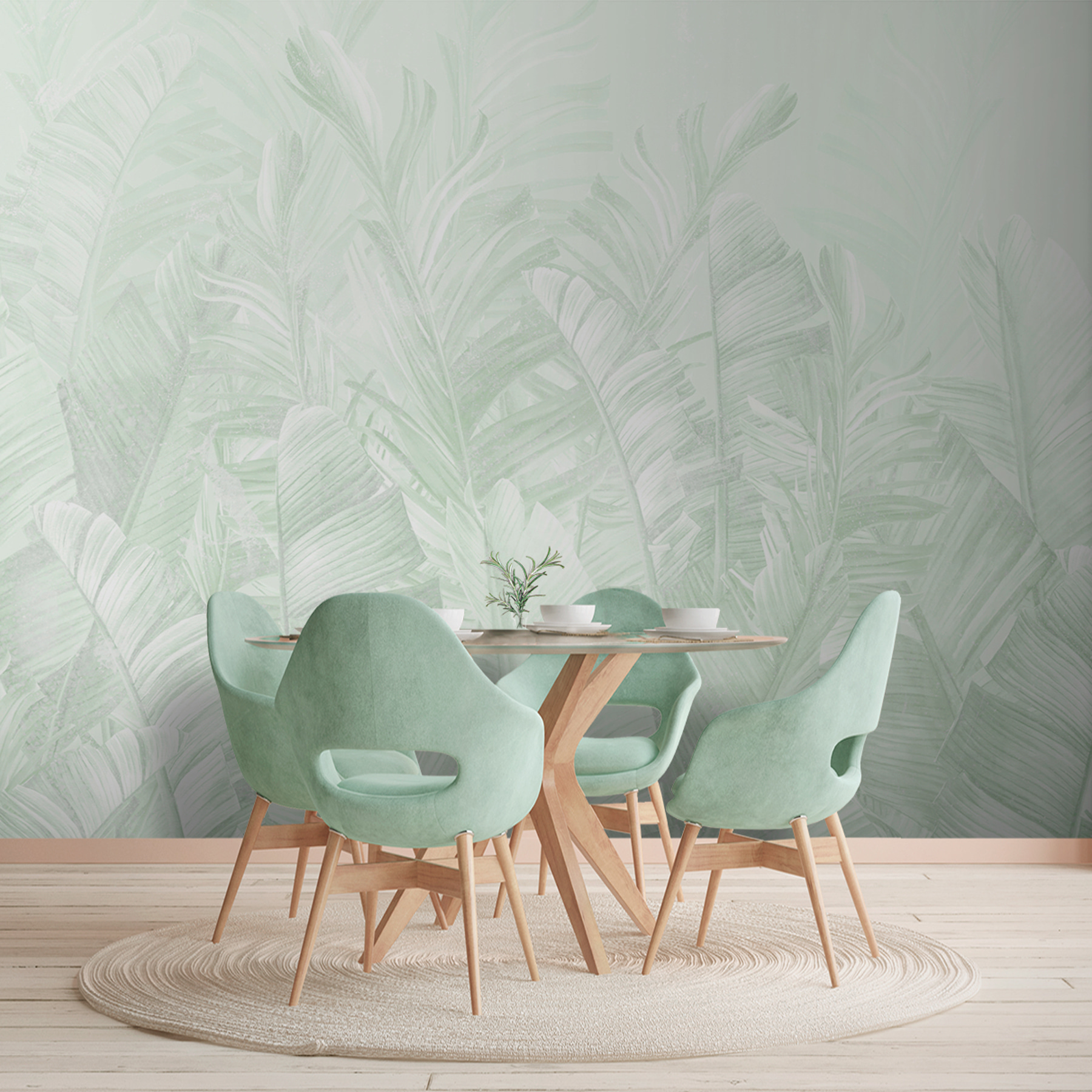 Soft green leaves in gentle layers