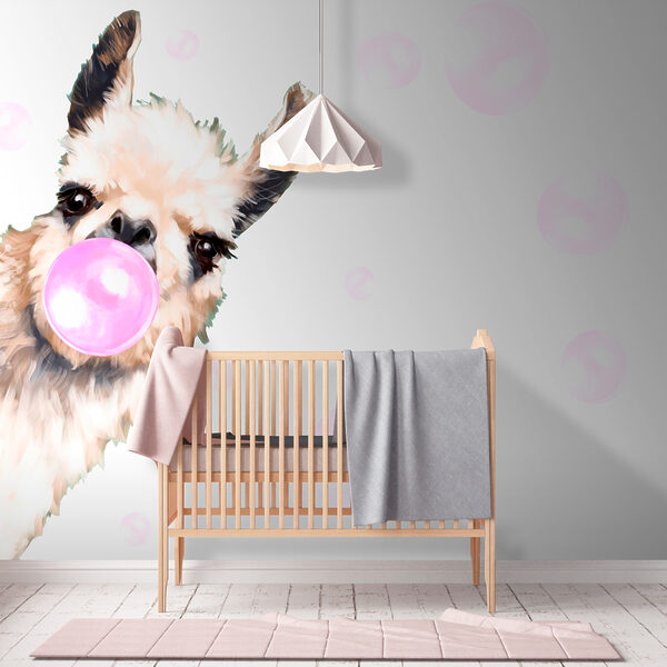 Een lama die een bel blaast Een lama die een bel blaast
