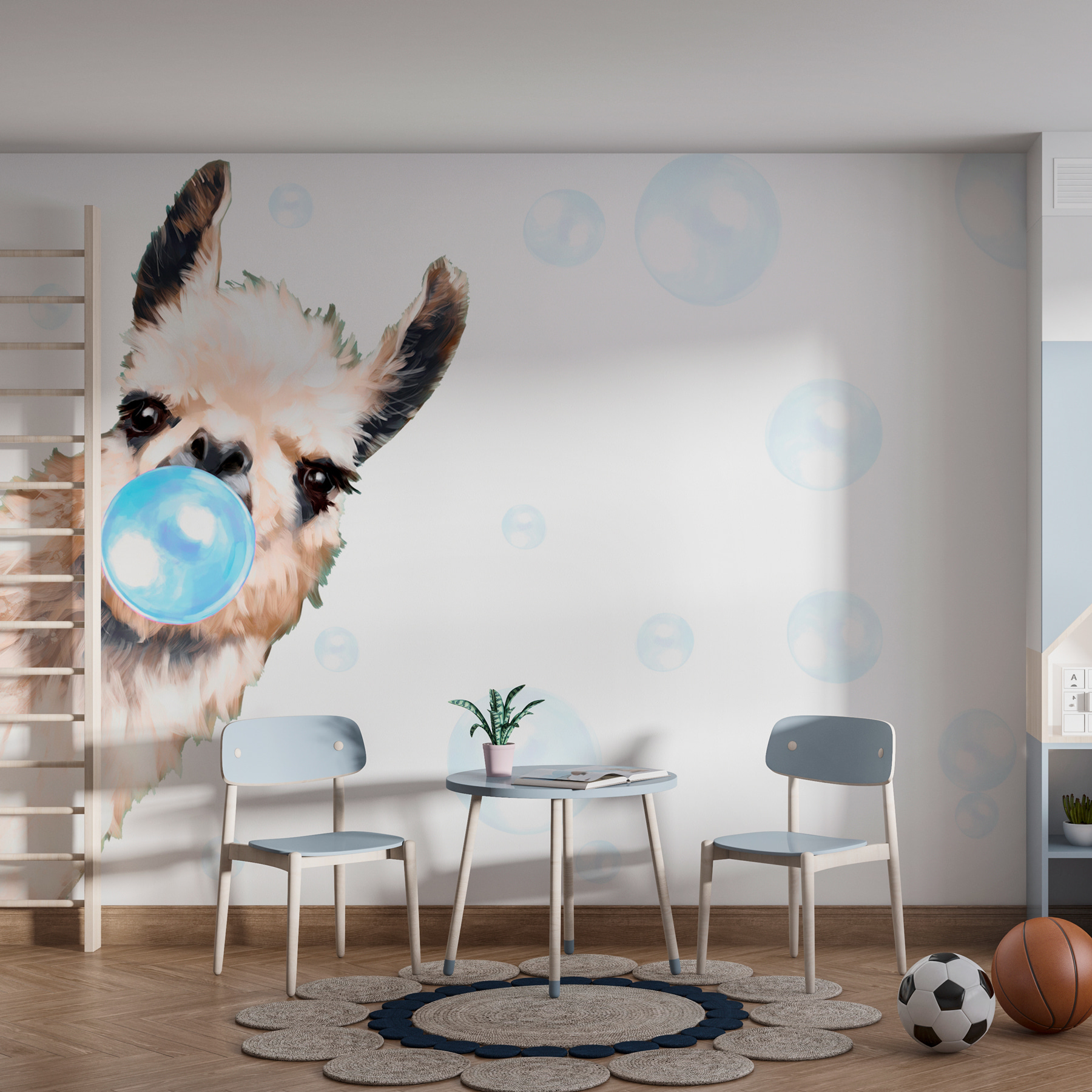 A llama blowing bubbles A llama blowing bubbles