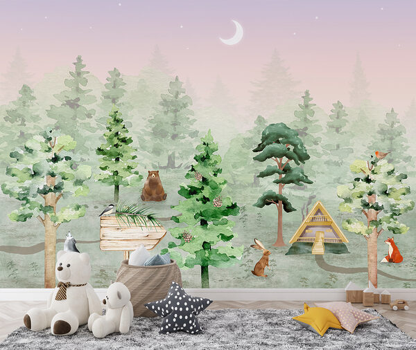 Een groep dieren in een bos Een groep dieren in een bos