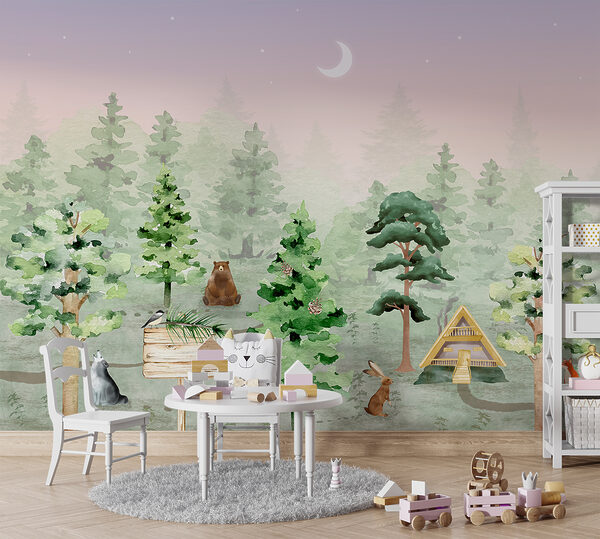Een groep dieren in een bos Een groep dieren in een bos