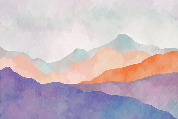 Een aquarelschilderij van bergen Een aquarelschilderij van bergen