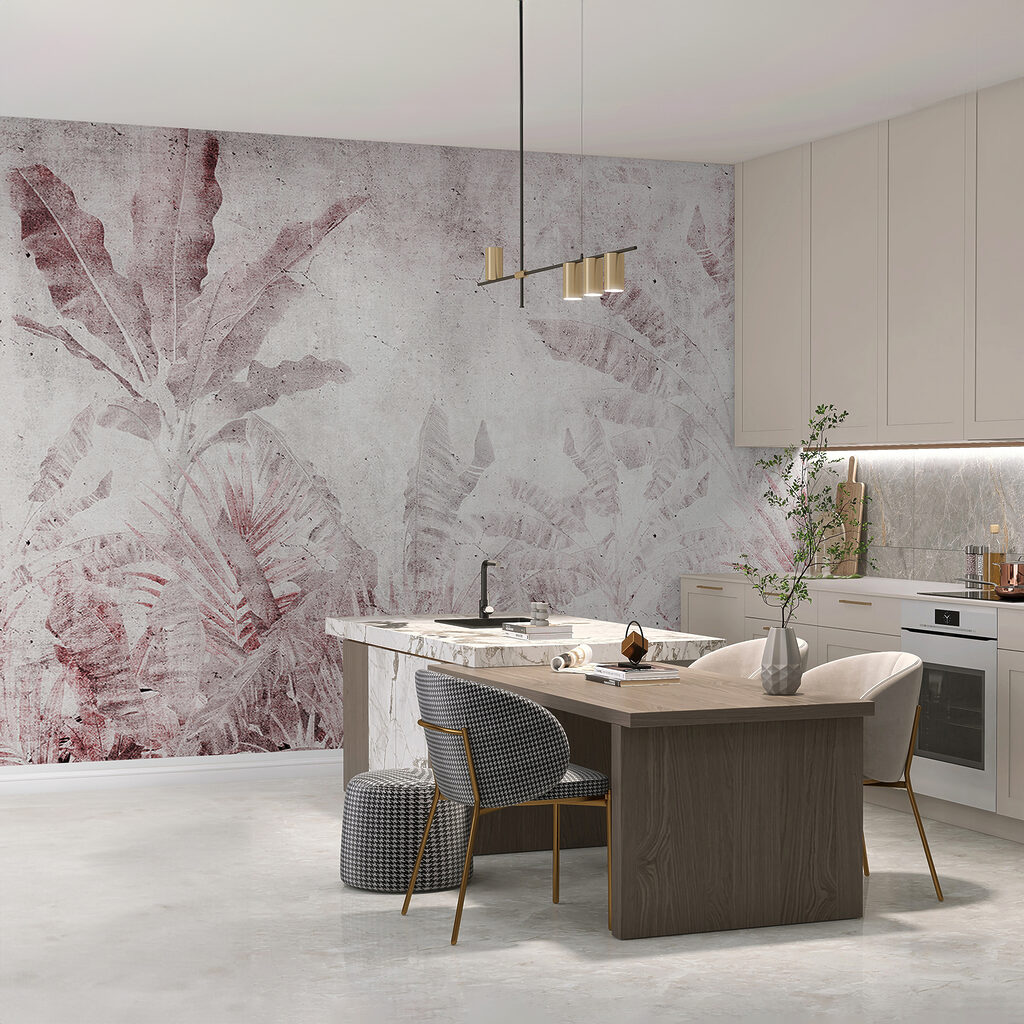 Muted tropical leaf pattern backdrop