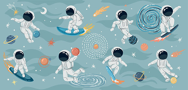Een groep astronauten in de ruimte Een groep astronauten in de ruimte