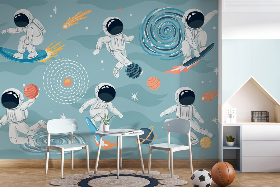 Een groep astronauten in de ruimte