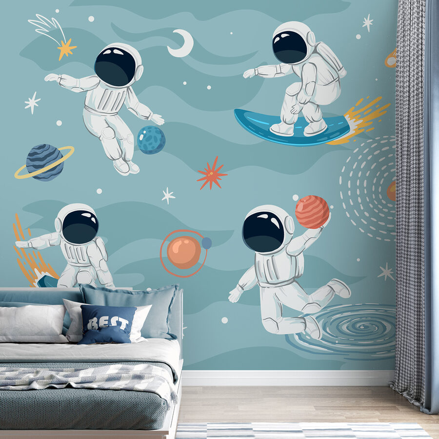 Een groep astronauten in de ruimte
