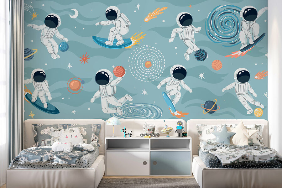 Een groep astronauten in de ruimte