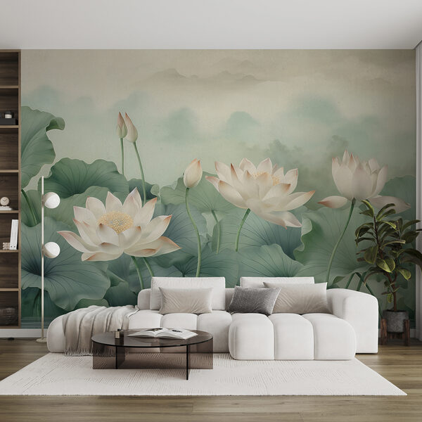 Een schilderij van bloemen en bladeren Een schilderij van bloemen en bladeren