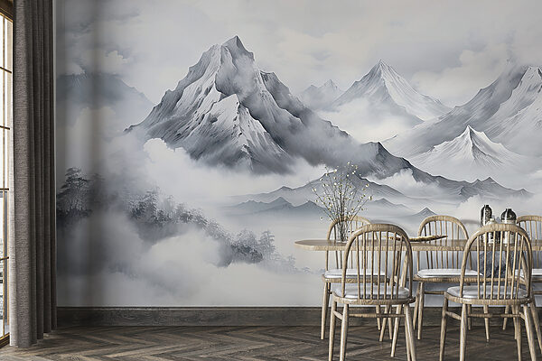 A landscape of mountains and clouds A landscape of mountains and clouds