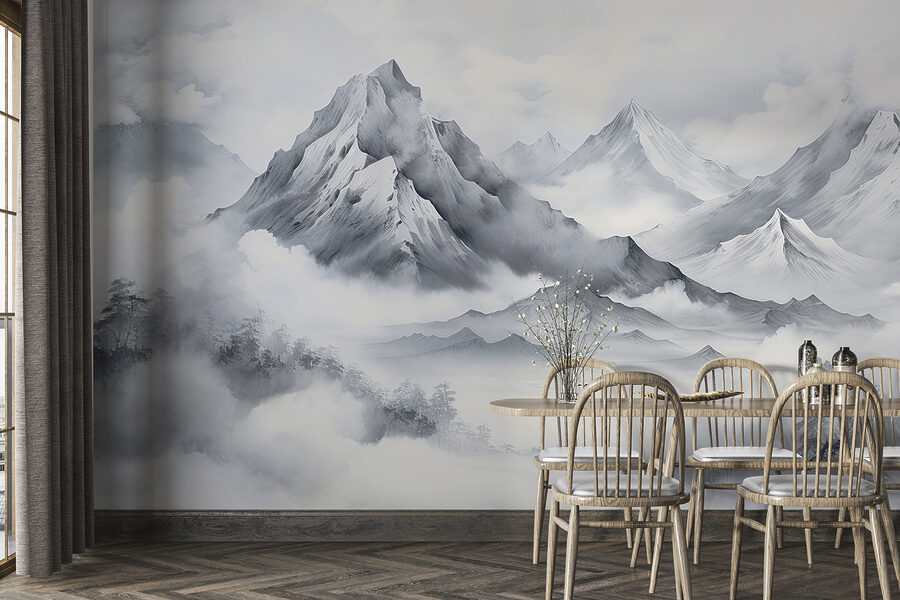 Een landschap van bergen en wolken
