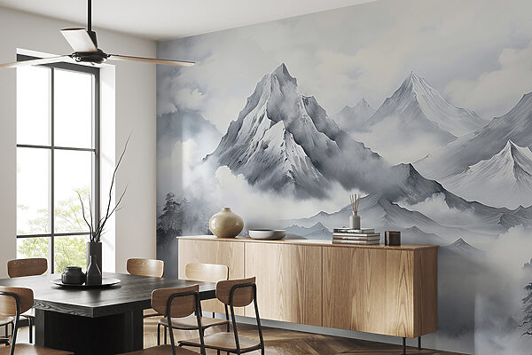 A landscape of mountains and clouds A landscape of mountains and clouds