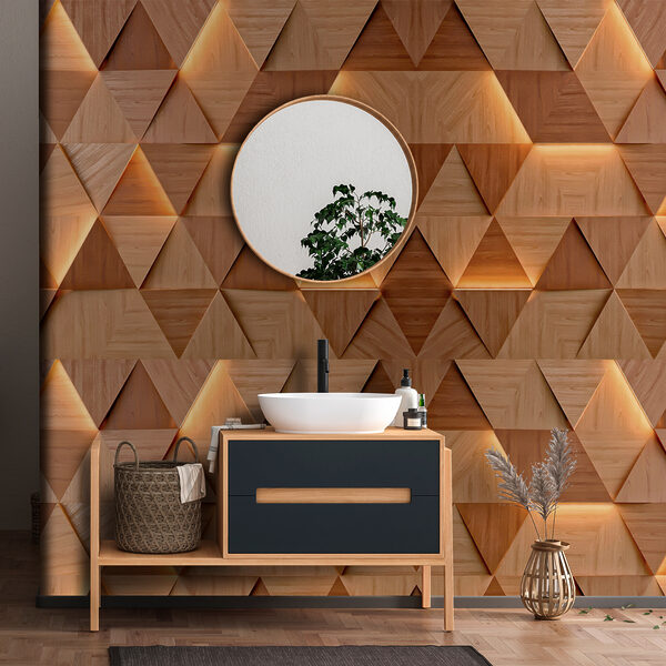 Een muur met een patroon van driehoeken Een muur met een patroon van driehoeken