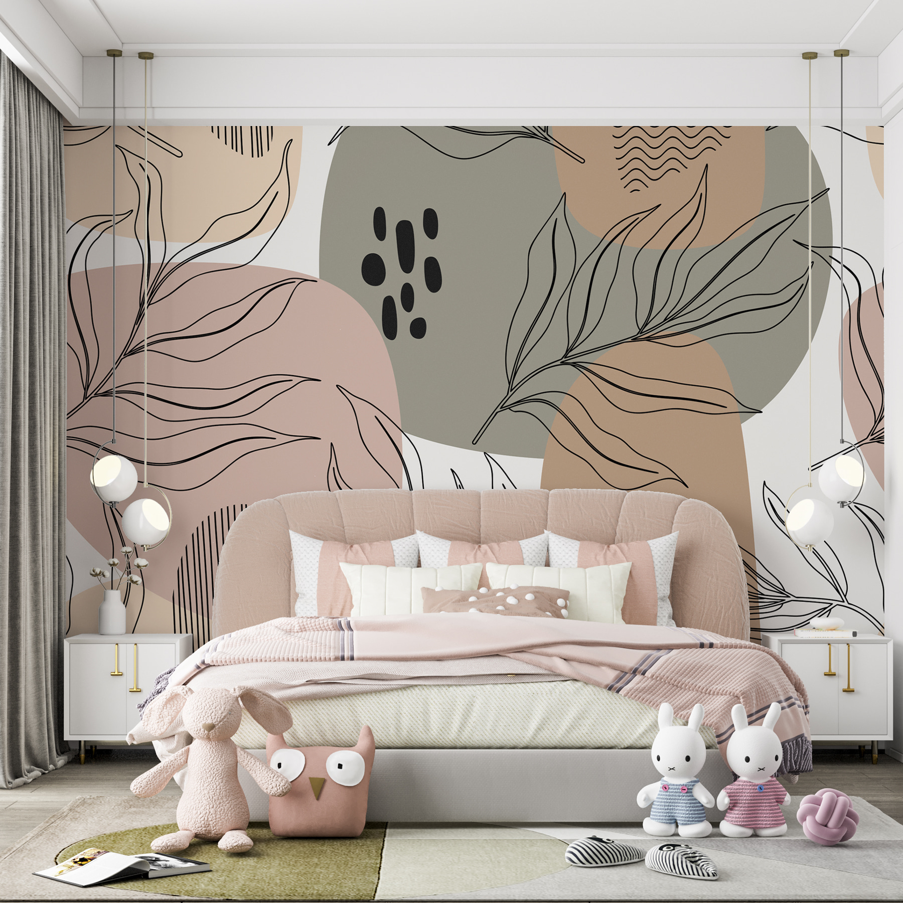 A pattern of leaves and shapes A pattern of leaves and shapes