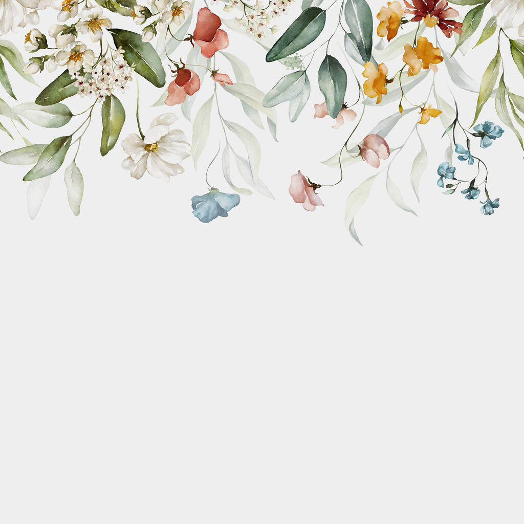 Een aquarelschilderij van bloemen en bladeren Een aquarelschilderij van bloemen en bladeren
