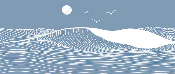 Golven en vogels in de lucht Golven en vogels in de lucht